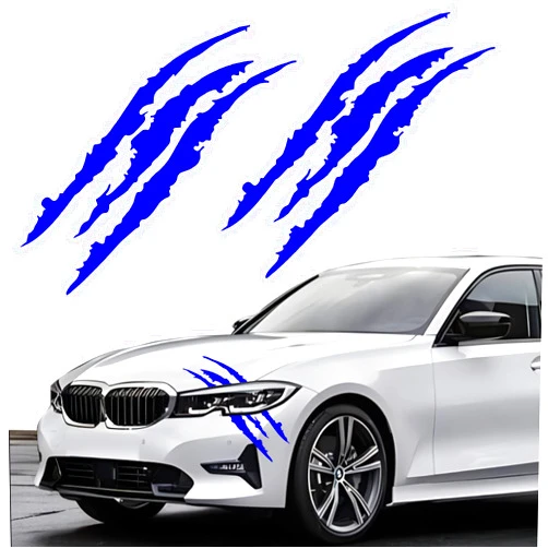 TEMI 2PCS Claw Mark Decals for Cars,Headlight Car Sticker,Stripes Scratch Decal Vinyl for Sports Cars SUV Pickup Truck Window Motorcycles ect (blue)