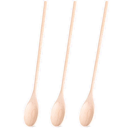 HANSGO 3PCS Long Handle Cooking Spoons, 14 Inch Long Wooden Spoons Wooden Tasting Spoons Japanese Style Large Cooking Spoons