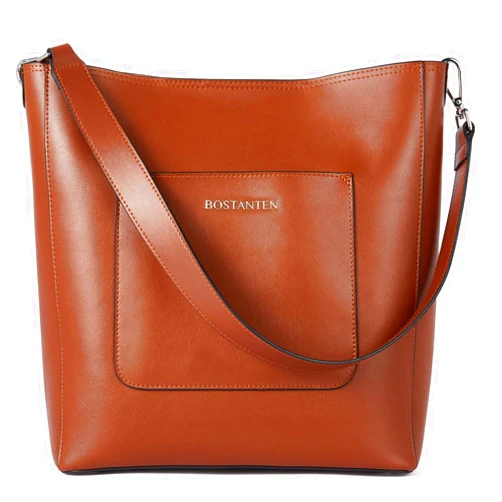 BOSTANTEN Women Leather Bucket Handbag Leather Purses Hobo Bags Large