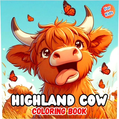Ouker Isrraa Highland Cow Coloring Book For Kids: A Scottish Highland Cows Colouring Pages with 30 Designs For Girls & Boys ages 5-10 Years Old