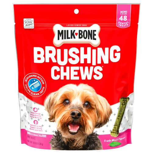 Milk-Bone Fresh Breath Brushing Chews, 48 Mini Daily Dental Dog Treats Scrubbing Action Helps Clean Teeth