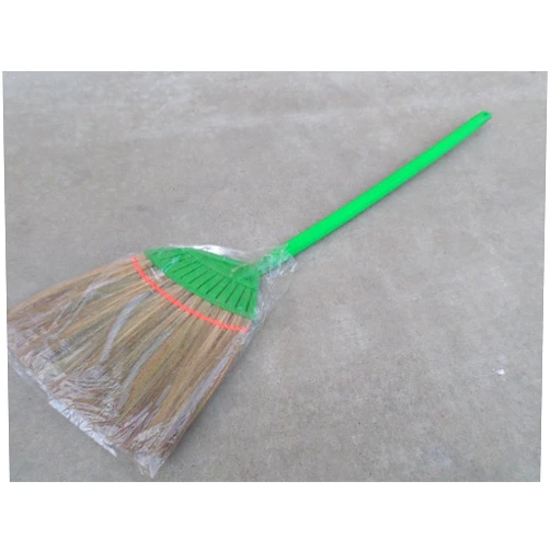 Vietnam private company Vietnamese Soft Fan Straw Broom with Green Plastic Tube Handle (chổi lúa) 41 inch