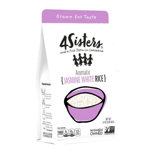 4Sisters - Premium Long Grain Aromatic Jasmine White Rice - Sustainably Grown - Women Owned - Farm to Table - 2lb