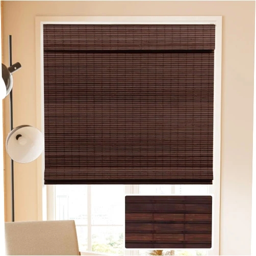 LUCKUP Cordless Bamboo Roman Blinds Shades for Indoor Windows-Blackout Room Darkening Roman Blinds with 6