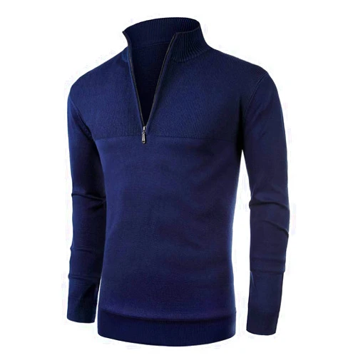 NITAGUT Mens Slim Fit Zip Up Mock Neck Polo Sweater Casual Long Sleeve Sweater and Pullover Sweaters with Ribbing Edge