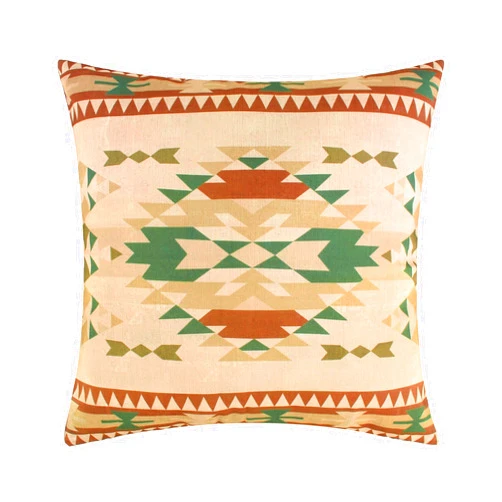 Benzara Benjara Kip 18 Inch Throw Pillow, Geometric Southwest Motifs, Natural Finish, Brown and Multicolor