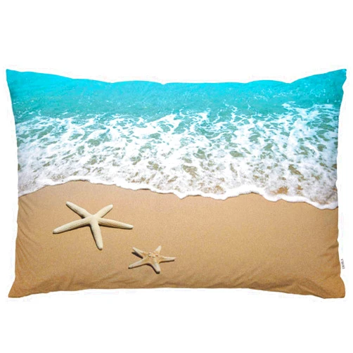 EKOBLA Throw Pillow Cover Beach Starfish Sea Animal Coastal Sandy Seaside Nautical Ocean Theme Wave Exotic Decor Lumbar Pillow Case Cushion for Sofa Couch Bed Standard Queen Size 20x30 Inch