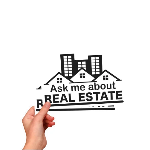 Crazy4Decals Realtor Stickers Real Estate Decals - (2 Pack) Ask Me About Real Estate Decal Vinyl Sticker for Laptop Notebook MacBook Air/Pro Dell HP Walls Windows, Computers, Water Bottles and More. (Black)