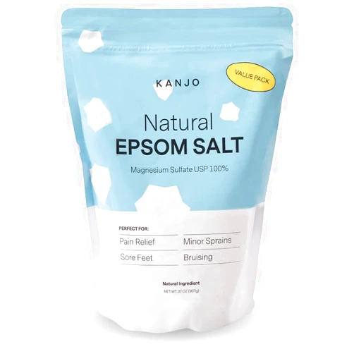 Kanjo FSA HSA Eligible Kanjo Natural Epsom Salt | 100% Pure Magnesium Sulfate Bath Salt | Natural Epsom Salt Soak for Muscle Pain, Foot Pain Relief | Unscented | 32 oz Bag