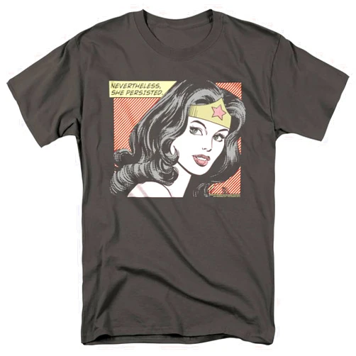 Trevco Wonder Woman She Persisted Unisex Adult T Shirt for Men and Woman