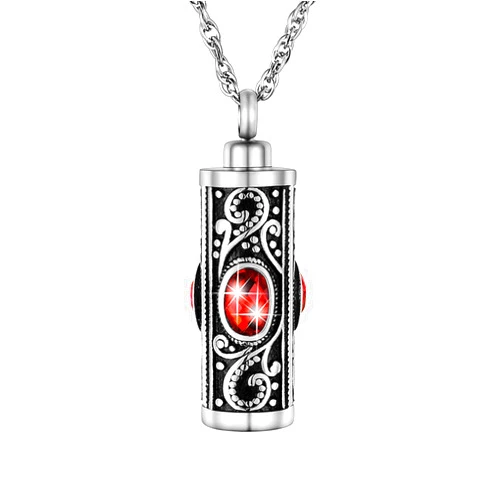 XIUDA Crystal Cremation Urn Necklace for Ashes Keepsake Cremation Jewelry for Human Ashes Stainless Steel Memorial Pendant with Flower for Women