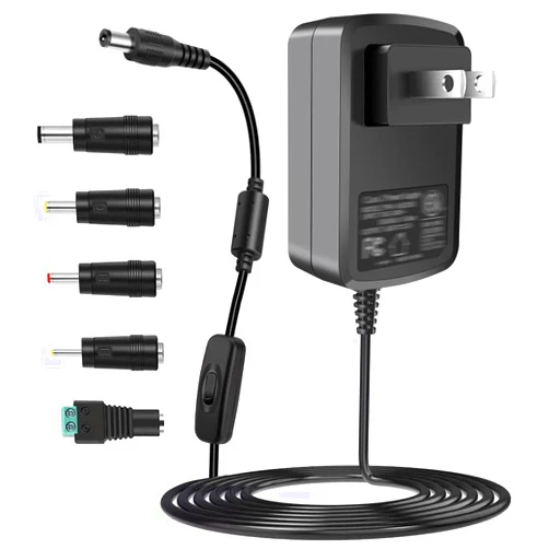 TKDY 12V 2A DC Power Supply AC Adapter Cord with Switch, 100-240Vac to DC 12 Volt 2 Amps 24W Transformer, for DC12V Yamaha Keyboard 12Vdc Record Player Massager LED Strip Lights Router Soundbar.