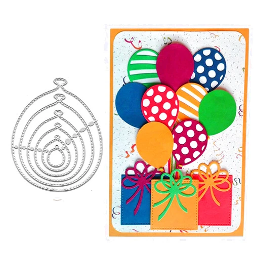 beautyshoppingstore Die Cuts,Balloons Party Festival Invitation Card Cutting Dies Cut Stencils for DIY Scrapbooking Album Decorative Embossing Paper Dies Card Making, Silver, 10.6x8.8cm 4.17X3.46