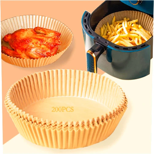 AWECOT Air Fryer Disposable Paper Liner, 200pcs Non-stick Disposable Air Fryer Liners,Baking Paper for Air Fryer Oil-proof,Water-proof,Air Fryer Parchment Paper Liners for Baking Roasting Microwave