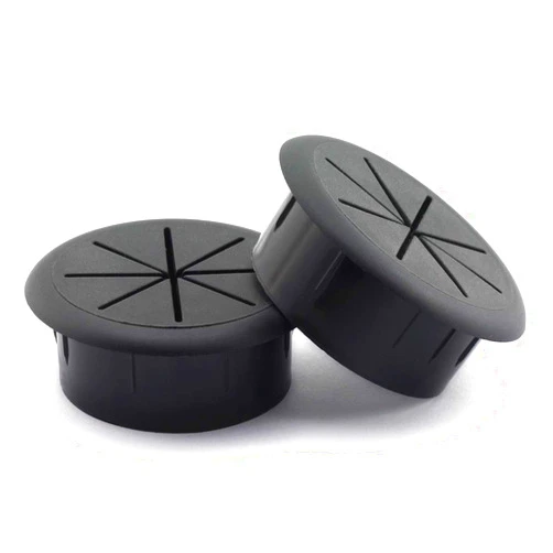 HJ Garden 2pcs 2-3/8 inch Flexible Desk Cord Grommets Wire Organizer Hole Cover for Managing and Hiding Office PC Desktop Cable(Black)