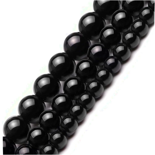 HAAMIIQII 60pcs 6mm Natural Black Onyx Beads Round Loose Gemstone Beads for Jewelry Making DIY Bracelet Necklace