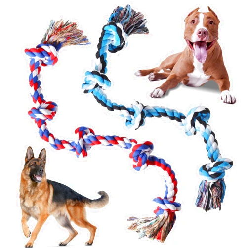 XIGOU Dog Rope Toys for Large Dogs Aggressive Chewers, Dog Chew Toys for Large Breed Indestructible, Heavy Duty Tough 3 Feet 5 Knots Dog Toy, Sturdy Rope toy for Dogs Tug of War Dog Toy Teeth Cleaning