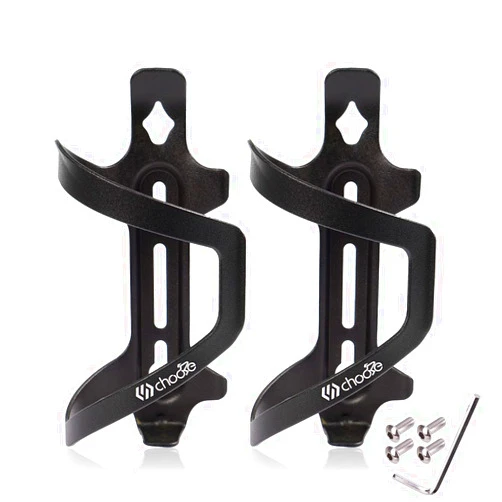 Chooee Bike Water Bottle Holder Aluminum, Bicycle Water Bottle Cage for Road Bikes Mountain Bikes Black 2-Pack