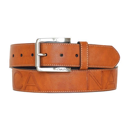 Nautica Men's Casual and Dress Leather Belt with Metal Buckle