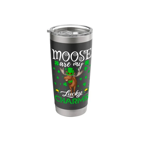 Moose Are My Lucky Charms Gifts Moose Are My Lucky Charms Moose St. Patrick's Day Stainless Steel Insulated Tumbler