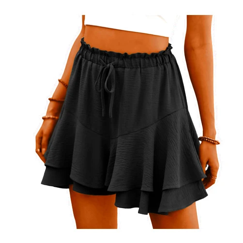 Lepunuo Flowy Shorts for Women Boho Ruffle Tiered Butterfly Skorts High Waist Mini Skirts Casual Shorts