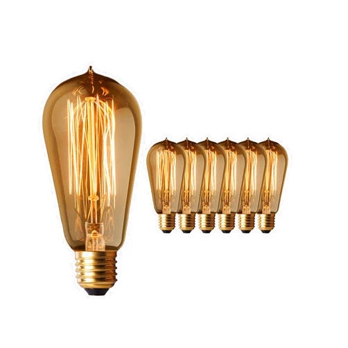 Moonrock & Co. Vintage Edison Light Bulbs - 60W Old Fashion Squirrel Cage Filament - 120 Volts - 230 Lumens - ST58 Teardrop - Dimmable Antique Amber Lighting - Warranty Included