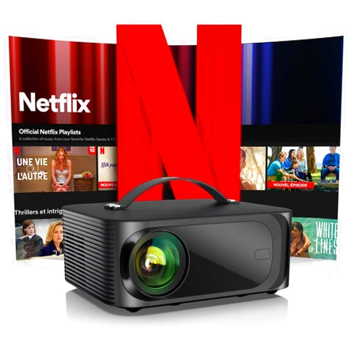ONOAYO [Netflix-Licensed/Dolby Audio] Projector-4K with Wifi 6 and Bluetooth, ONOAYO 1000ANSI Native 1080P Built-in Netflix/YouTube/PrimeVideo, Electric Focus& 4D/4P Keystone Portable Smart Outdoor Projector