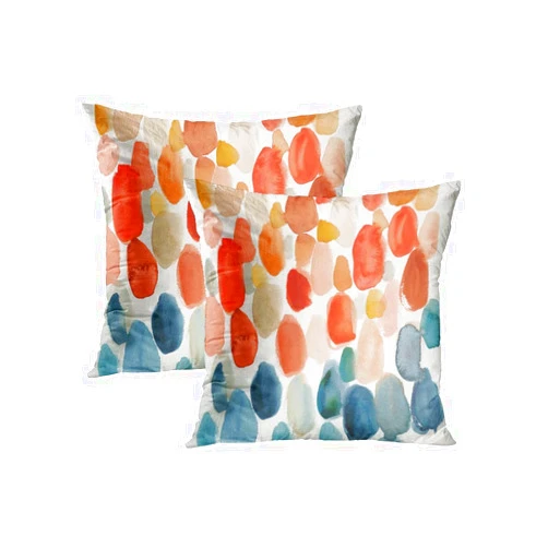 HODKHNO Throw Pillow Covers Set of 2, Abstract Coral and Blue Stones Home Decorative Pillowcases Cushion Case Covers for Couch Bed Sofa 20x20 Inch