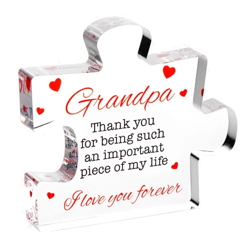 VELENTI Gifts for Grandpa - Engraved Acrylic Block Puzzle Gift 3.35 x 2.76 inch - Novelty Birthday, Christmas, Valentine's Gifts