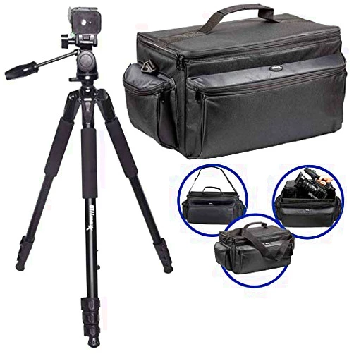 Ultimaxx Ultimax’s Extra Large, Water-Resistant Gadget Bag with 80” Tripod Compatible With Camcorders and Accessories for JVC HM170UA, HM150, HM150U, GY-HM660, HM650, HM620U, HM600U 4Kcams, And More