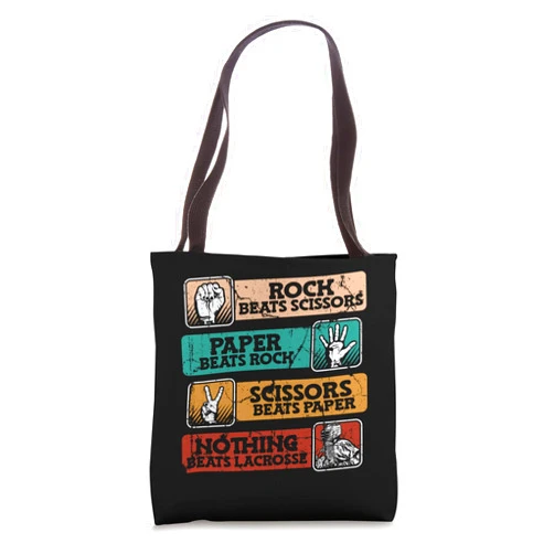 Sticks Lacrosse Boots Ball Gear Gifts For Men Rock Paper Scissors Lacrosse Goalie Lax Legend Lacrosse Tote Bag