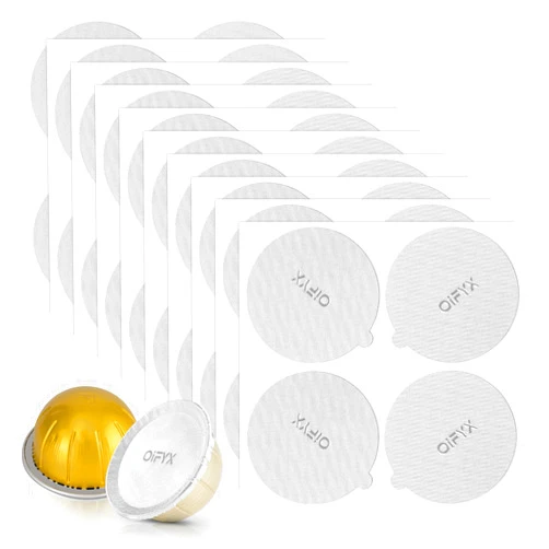 Oifyx Aluminum Foil Lids Compatible with Vertuo Reusable Pods, 120 PCS Foil Seal Cover for Refill Espresso Coffee Capsule, Compatible with Nespresso Refillable Capsule