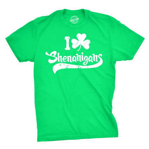 Crazy Dog T-Shirts Mens I Clover Shenanigans T Shirt Funny Irish Clover St Saint Patricks Day Tee