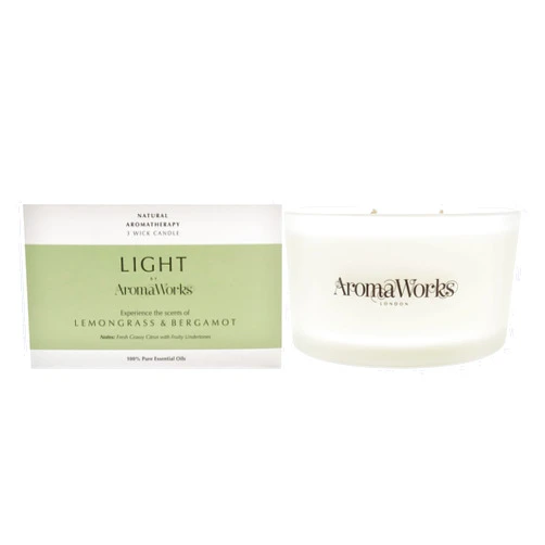AromaWorks London Light 3 Wick Candle Large - Lemongrass and Bergamot by Aromaworks for Unisex - 14.1 oz Candle
