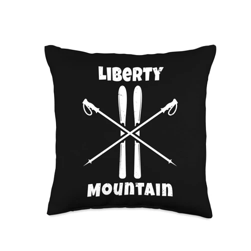 Mamaknows Liberty Mountain Liberty Mountain Pennsylvania Sking Skis Skier Alpine Throw Pillow, 16x16, Multicolor