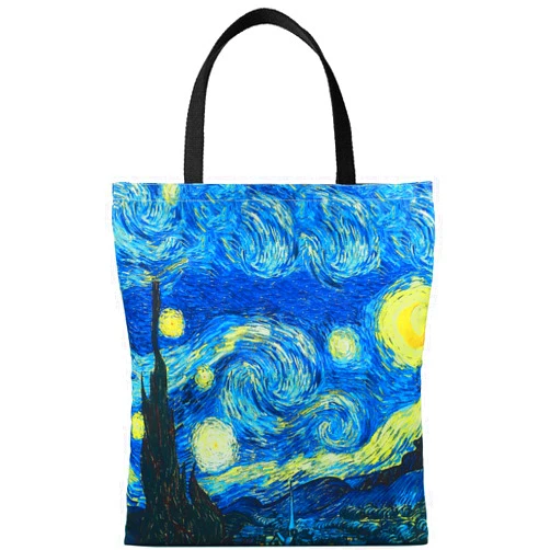 ABCart Van Gogh Reusable Art Tote Bag, Aesthetic Canvas Carry on Shoulder Tote, Women Work Beach Travel