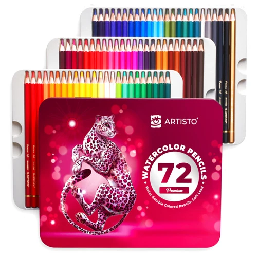 Artisto Premium Watercolor Pencils | Set of 72, Quality 3.5mm Soft Core Leads, Water-Soluble Pencils, Perfect for Beginner & Advanced Artists