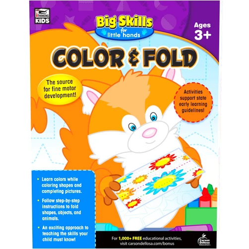 Thinking Kids,Carson Dellosa Education Carson Dellosa Big Skills for Little Hands Coloring Book, Preschool Workbook With Animals, Colors and Shapes Recognition, Folding Activities, and More for Toddlers Age 3-5 (Volume 1)