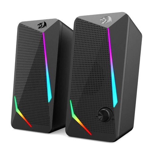 Redragon GS510 RGB Desktop Speakers, 2.0 Channel PC Computer Speaker with 4 Colorful LED Backlight Modes, Enhanced Bass and Easy-Access Volume Control, USB Powered w/ 3.5mm Cable