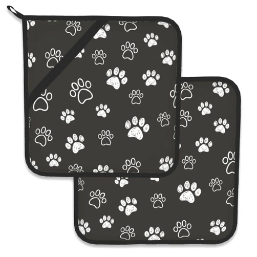 Larkverk Cute Cat Dog Paw Pot Holder Set of 2,Heat Resistant Potholders Oven Hot Pads for Kitchen Cooking Baking BBQ