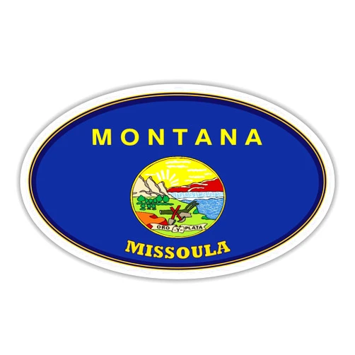 STICKER FRENZY 3 Pack 2x3 inches | Missoula City Montana State Flag | MT Flag Missoula County Oval State Colors Construction Toolbox, Hardhat, Lunchbox, Helmet, Mechanic, Luggage