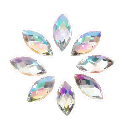 TOPINCN Horse Eye Shape Rhinestone 500Pcs Rhinestones, Flat Rhinestones, Acrylic Rhinestone, for Costumes Designers(01 white AB)