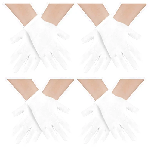 NZKNP White Kids Cotton Gloves,Costume Girls Boys kids Gloves For Halloween,(4 Pairs) Kids White Cotton Gloves For Party