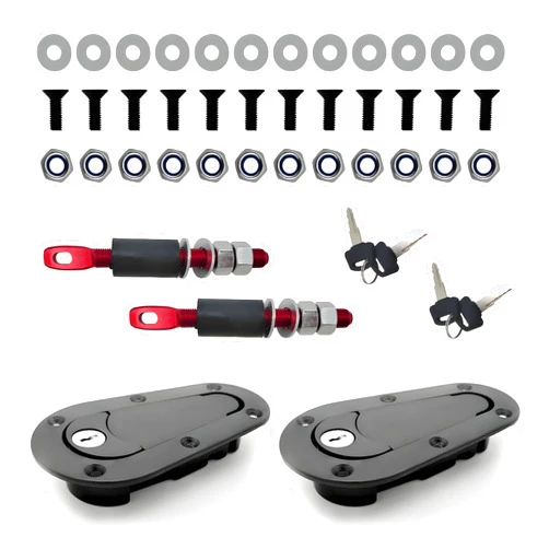 Yourkar Flush Hood Latch and Pin Kit, Durable Engine Bonnet Quick Release Latch Pin Set, Hood Locking Latch & Pin Kit for for Racing Car, Automotive, Universal Car Accessories