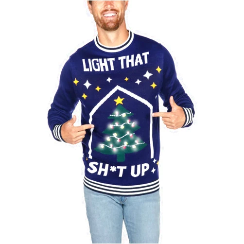 Tipsy Elves Light Up Ugly Christmas Sweaters for Men - Funny Holiday Pullover with LED Lights for Winter Gatherings