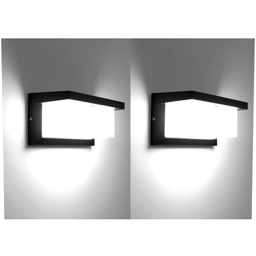 ZYI Modern Outdoor Wall Lights,18W-LED Wall Sconce Light Fixtures, Wall Mounted Lamps,Aluminum Matte Black Porch&Patio Light,IP65 Waterproof for Hallway Stairs Gardens… (Black 2pack, 6500K)