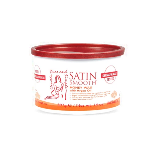 Satin Smooth Honey Hair Removal Wax with Argan Oil, for Medium to Coarse Hair, Full Body Waxing, Ideal for Sensitive Skin, 14oz