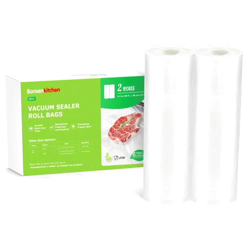 Bonsenkitchen Vacuum Sealer Bags Rolls, 11 in x 50 ft Rolls 2 pack Durable Food Sealer Bags, Commercial Grade, Heavy Duty, BPA Free, Seal a Meal, Great for Food Storage & Sous Vide Cooking, VB24