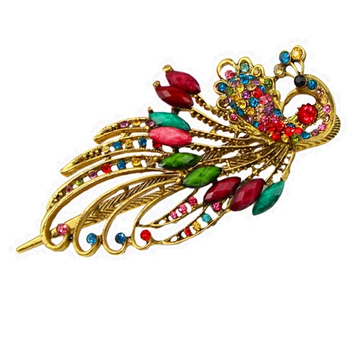 Newstarfactory Colored Vintage Peacock Design Alligator Hair Clip