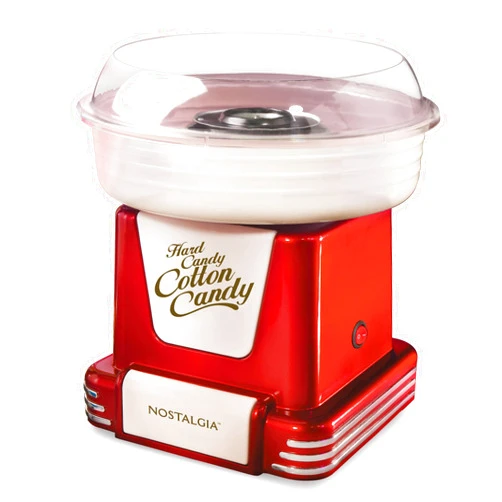 Nostalgia Cotton Candy Machine - Retro Cotton Candy Machine for Kids with 2 Reusable Cones, 1 Sugar Scoop, and 1 Extractor Head – Red